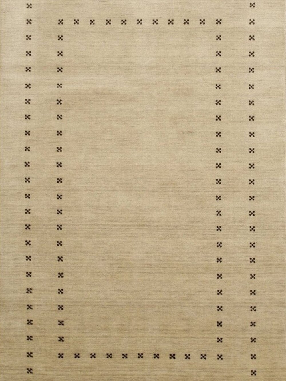 Beige Handmade Wool Runner Rug 2' x 8' Hand Knotted Minimal Border